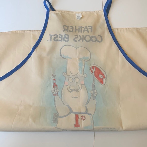Vintage Shoebox Greetings Hallmark CMoore Father Cooks Best Canvas BBQ Apron - Picture 5 of 9